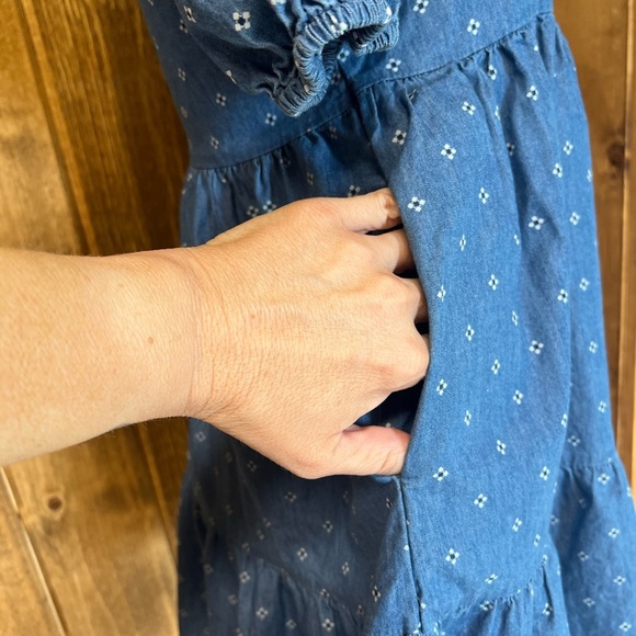 Copper Key Small Denim Cottage Prairie Boho Square Beck Dress 100% Cotton - Picture 5 of 10